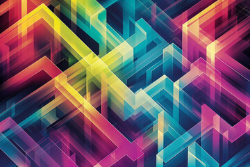 Poster - A complex maze of brightly colored lines, with gradients blending smoothly between shades.