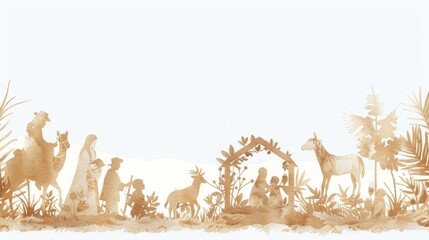 Wall Mural - Nativity scene silhouettes