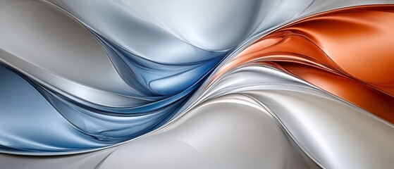 Poster - Colorful smooth fabric waves intertwine in elegant patterns with soft blues and warm tones