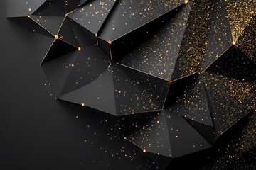 Poster - Abstract black gold geometric background.