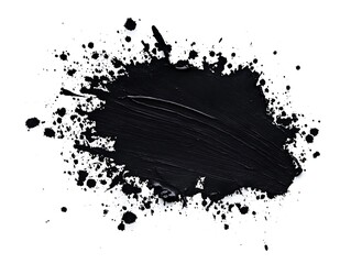Poster - Abstract black paint splatter and smear on white background.