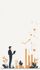 Poster - Man analyzing financial growth on digital tablet with graph charts