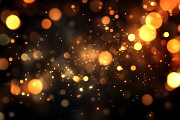 Aufkleber - Abstract bokeh lights background with warm gold and orange glows on black.