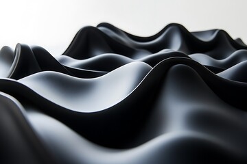 Poster - Abstract dark gray undulating waves, smooth texture background.