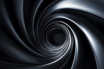 Poster - Abstract dark metallic swirl, vortex tunnel.