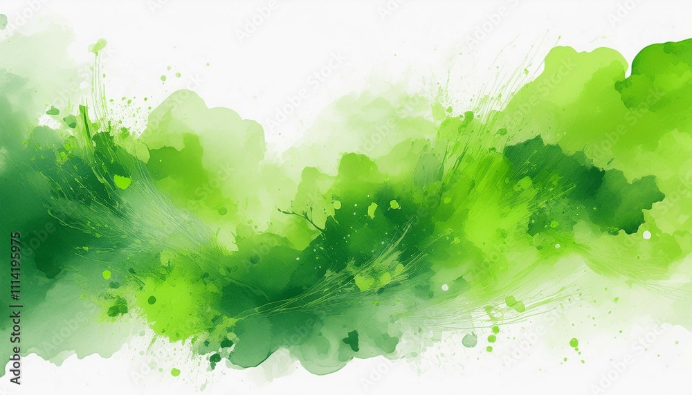 green watercolor splash abstract background isolated on white ...