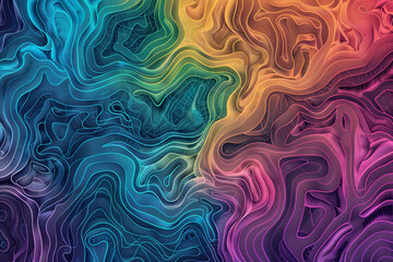 Poster - A vibrant and intricate line art composition featuring swirling, interconnected patterns in a spectrum of neon colors.