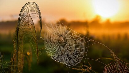 spider web in the morning