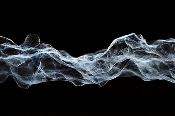 Poster - Abstract flowing light blue wave on black background.