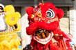 © arcyto - Chinese lion dance show on street in the Chinese New Year festival.Chinese lion costume used during Chinese New Year celebration in China town.Holidays and celebrations concept. Selective focus