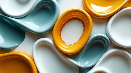 Poster - Colorful abstract design of various shapes and sizes, including a large oval. The design is made up of different colors and textures, creating a dynamic and visually interesting composition