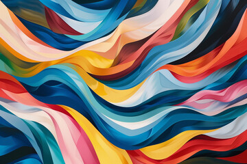 Aufkleber - Flowing, ribbon-like lines in various bold colors, intertwined to form a mesmerizing visual pattern.