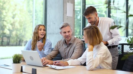 Wall Mural - Business team discussing together business plans in office.