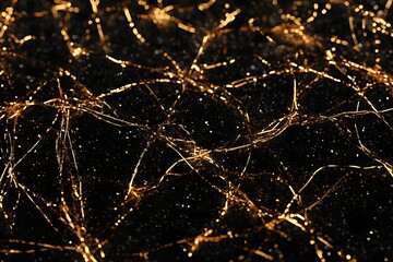 Aufkleber - Abstract gold lines and particles on black background.