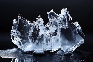 Poster - Abstract ice sculpture on dark background.
