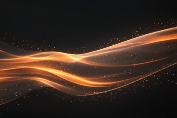 Poster - Abstract orange glowing wave on black background.