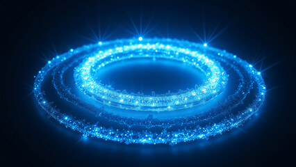 Poster - A digital illustration of luminous blue rings sparkling against a dark background, creating a sense of energy and depth for the graphic resources industry.