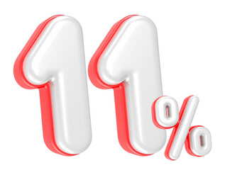 Fototapete - 3d rendering Number 11 Percent isolated