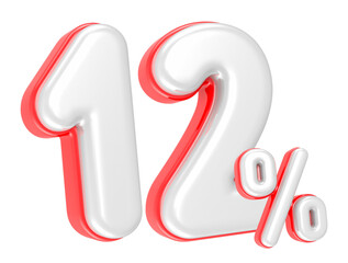 Fototapete - 3d rendering Number 12 Percent isolated