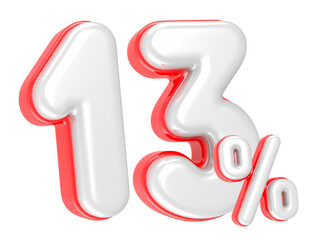 Fototapete - 3d rendering Number 13 Percent isolated