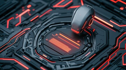Poster - 3D Rendering Register Concept, Interactive Touchscreen Register Interface with Glowing Elements and Futuristic Design