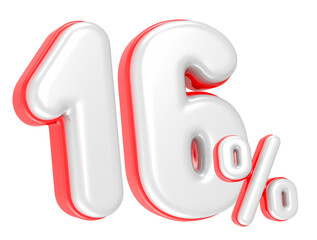 Fototapete - 3d rendering Number 16 Percent isolated