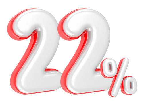 3d rendering Number 22 Percent isolated