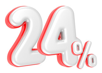 Fototapete - 3d rendering Number 24 Percent isolated