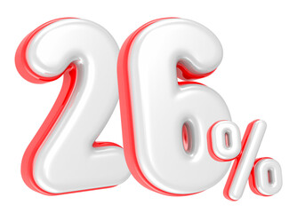 Fototapete - 3d rendering Number 26 Percent isolated