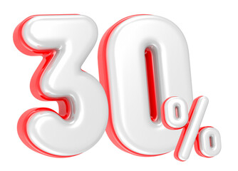 Fototapete - 3d rendering Number 30 Percent isolated