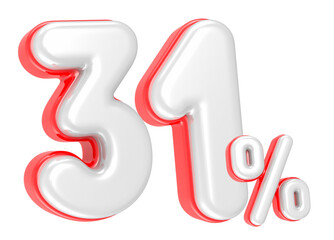 Fototapete - 3d rendering Number 31 Percent isolated