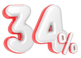 Fototapete - 3d rendering Number 34 Percent isolated