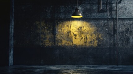 Poster - Moody Scene with Dark Rugged Texture Highlighted by a Bold Yellow Light Source
