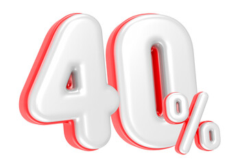 Fototapete - 3d rendering Number 40 Percent isolated