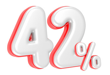 Fototapete - 3d rendering Number 42 Percent isolated