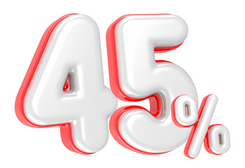 Fototapete - 3d rendering Number 45 Percent isolated