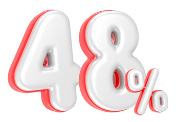 Fototapete - 3d rendering Number 48 Percent isolated