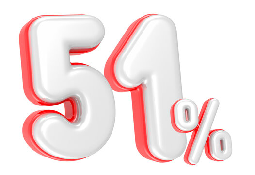 3d rendering Number 51 Percent isolated