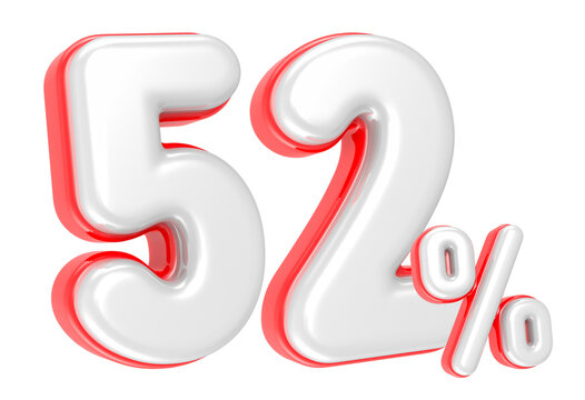 3d rendering Number 52 Percent isolated