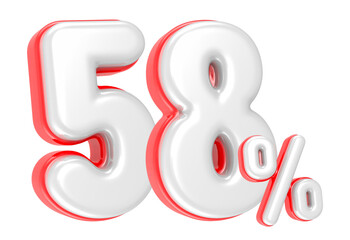 Fototapete - 3d rendering Number 58 Percent isolated