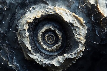 Poster - Abstract swirling dark gray and beige textured spiral.