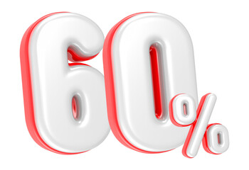 Fototapete - 3d rendering Number 60 Percent isolated