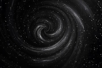 Poster - Abstract swirling galaxy with white stars on a black background.