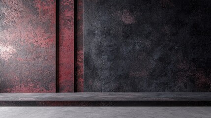 Poster - Dark Industrial Background with Dramatic Texture and Deep Red Accents for Creative Projects