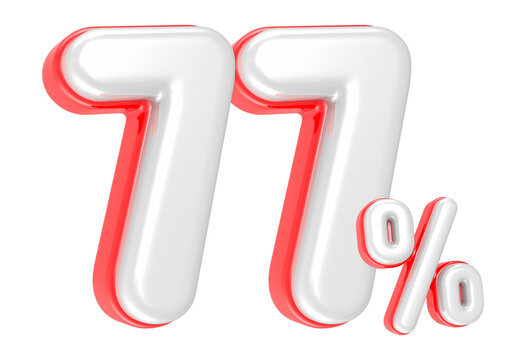 3d rendering Number 77 Percent isolated
