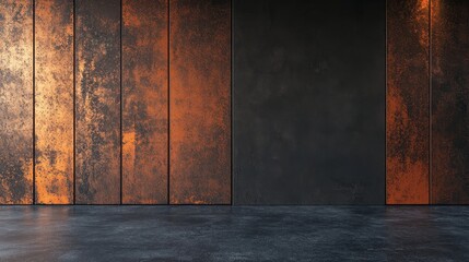 Poster - Dramatic Industrial Background with Dark Texture and Rusted Metal Panels for Modern Design