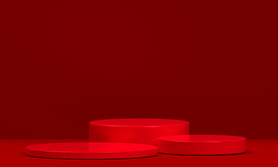 Wall Mural - podium red shape for show cosmetic product display for christmas day or new years. stand product sho