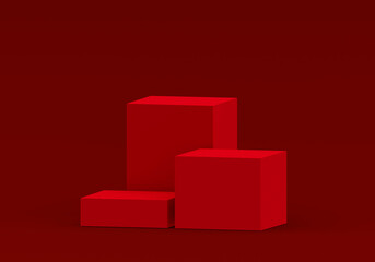 Wall Mural - podium red shape for show cosmetic product display for christmas day or new years. stand product sho