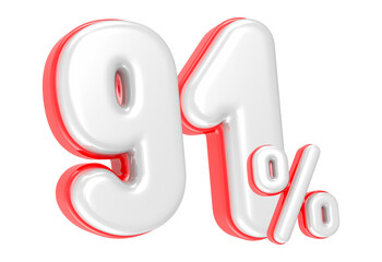 Fototapete - 3d rendering Number 91 Percent isolated