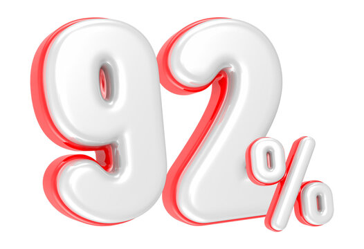 3d rendering Number 92 Percent isolated